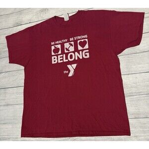 Y2K YMCA Graphic T Shirt Be Healthy Be Strong Belong Size 2XL 2 Sided Rare HTF